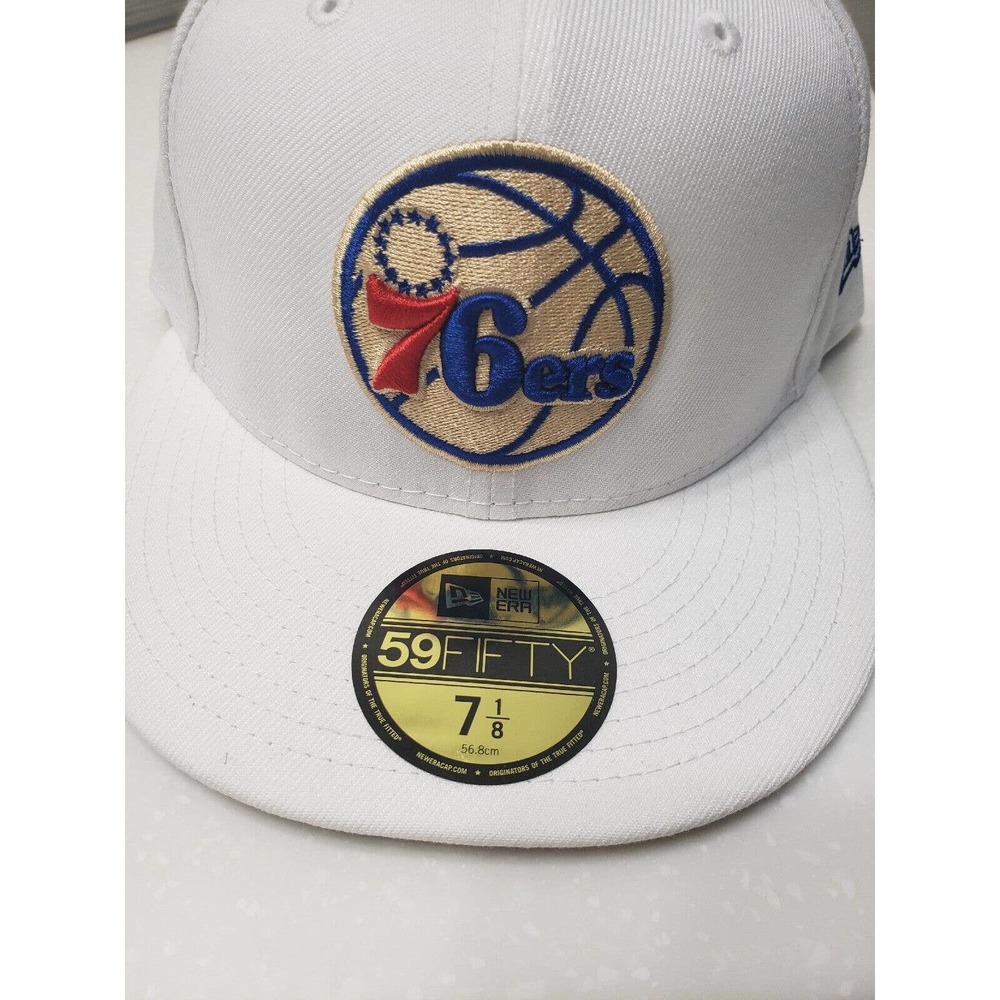 Philadelphia Sixers 76ers Hat Cap All White 59Fifty Fitted 7 1/8 New Era
